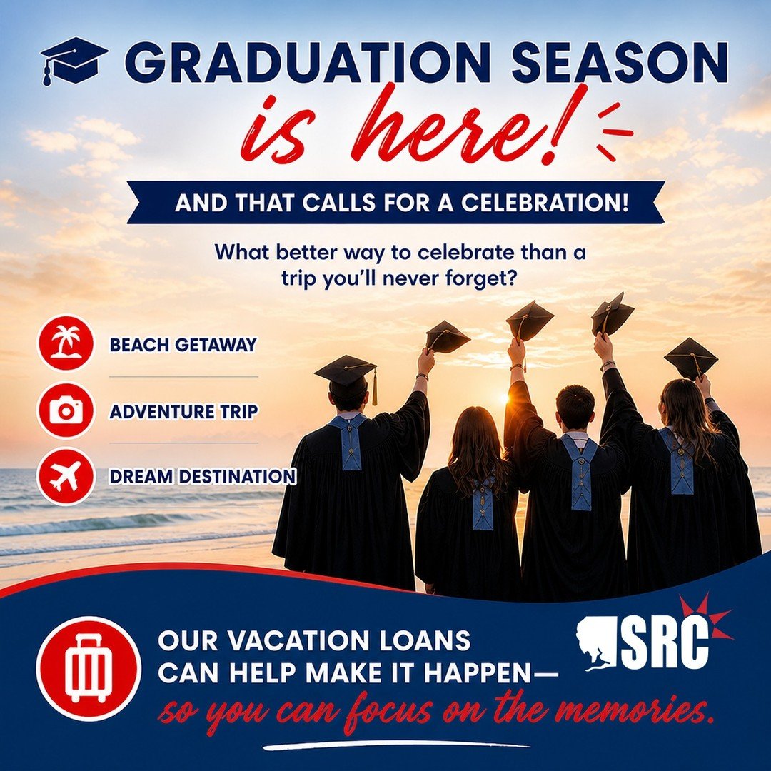 🎓 Graduation season is here&mdash;and that calls for a celebration!

What better way to celebrate than a trip you'll never forget?
🌴 Beach getaway
🎢 Adventure trip
✈️ Dream destination

Our Vacation Loans can help make it happen&mdash;so you can f