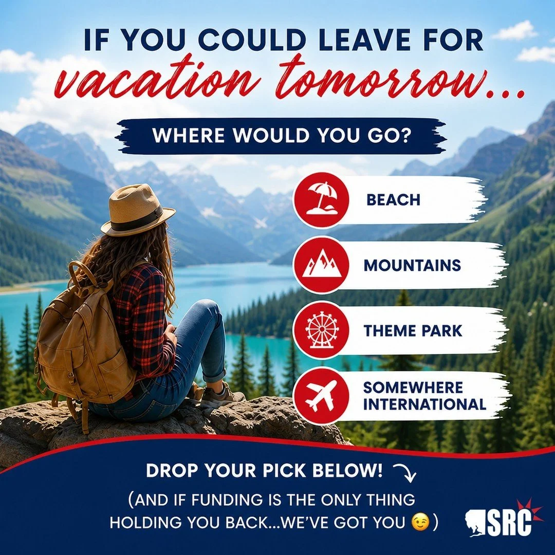 If you could leave for vacation tomorrow&hellip; where would you go? 👀

🏖️ Beach
🏔️ Mountains
🎢 Theme park
✈️ Somewhere international

Drop your pick below ⬇️

(And if funding is the only thing holding you back&hellip; we&rsquo;ve got you. 😉)
Le