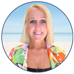 Professional headshot of Stephanie Baker, loan officer at the SRCFCU Main Branch, smiling in front of a soft beach background.