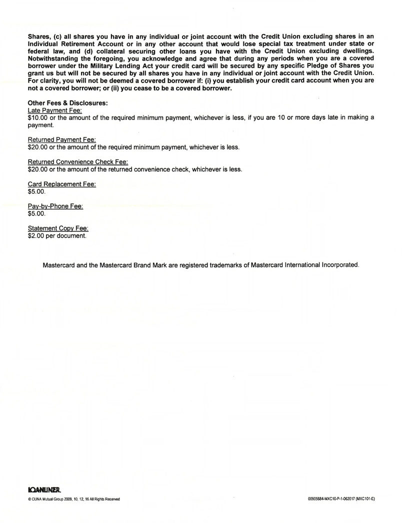 Mastercard Application and Solicitation Disclosure Pg. 2