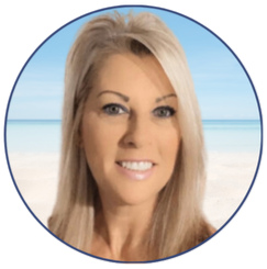 Professional headshot of Norma Jean Parker, loan officer at the SRCFCU Main Branch, smiling in front of a soft beach background.