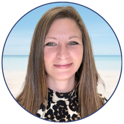 Professional headshot of Annastashia Szukala, loan officer at the SRCFCU Main Branch, smiling in front of a soft beach background.