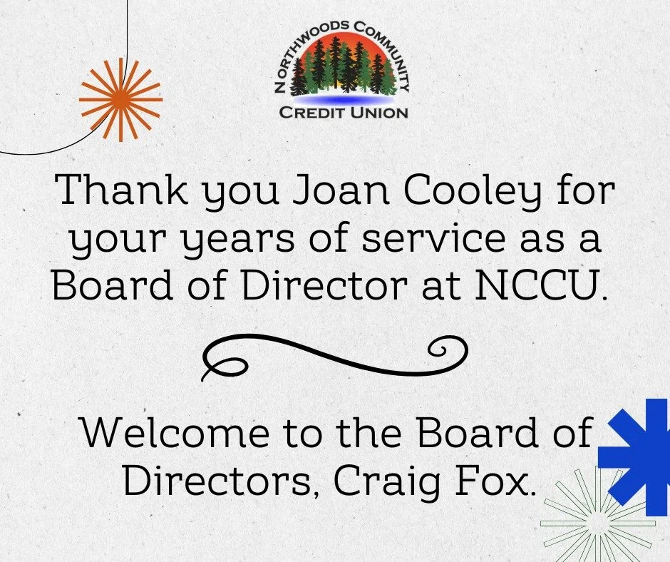 On behalf of all of us at NCCU, thank you Joan for serving as a director on our board. 
We welcome Craig Fox to our board of directors.