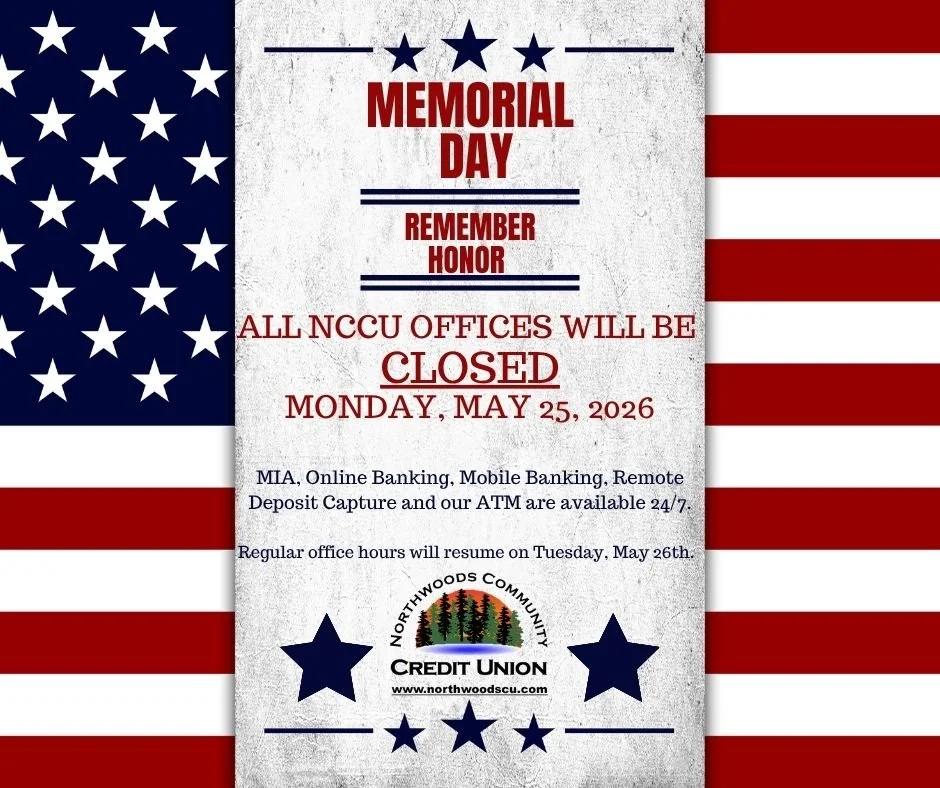 All NCCU offices will be closed on Monday, May 25th, in observance of Memorial Day.
Regular office hours will resume on Tuesday, May 27th.