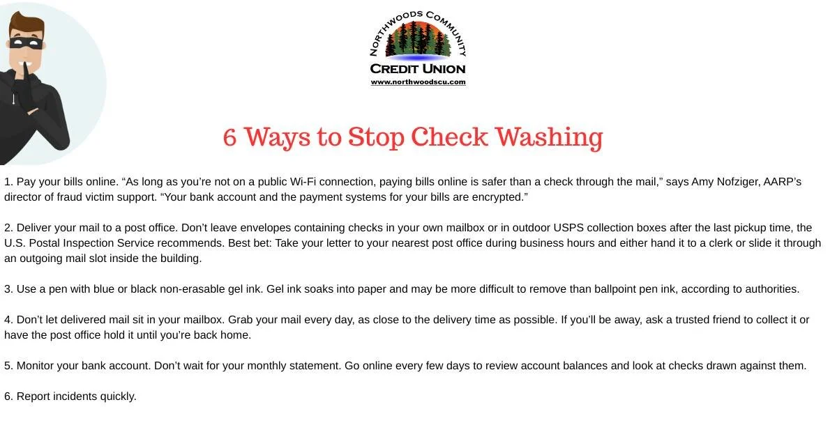 What is Check Washing?
Check washing is a form of check fraud in which criminals intercept a mailed check, use chemicals like bleach or acetone to remove the ink, and then rewrite the payee's name and often the amount to cash or deposit it themselves