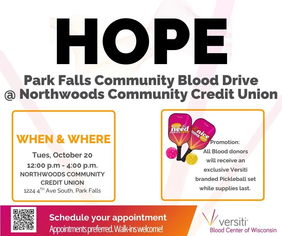 NCCU is hosting a blood drive. If you are able, consider donating. Versiti supplies Marshfield Clinic Health System with blood.
