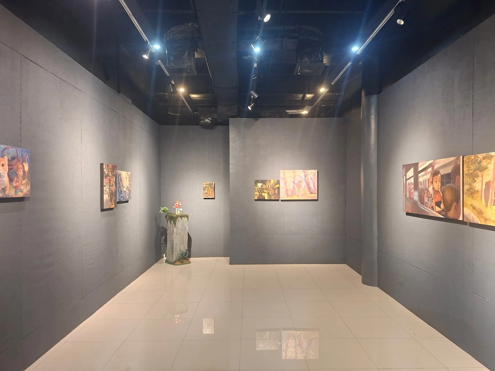 Ultrawide front view of a way out of the wood exhibition