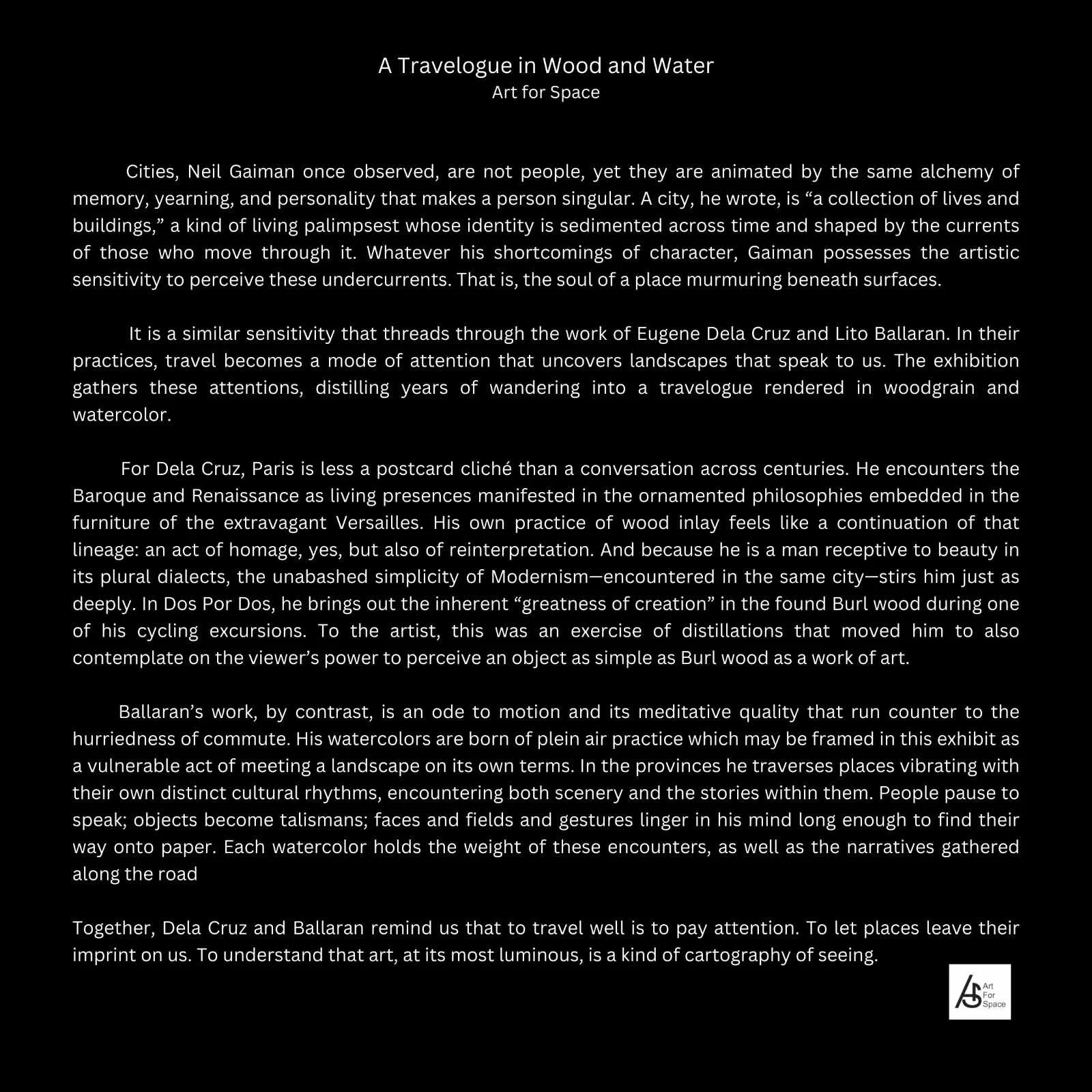 A TRAVELOGUE IN WOOD AND WATER write up