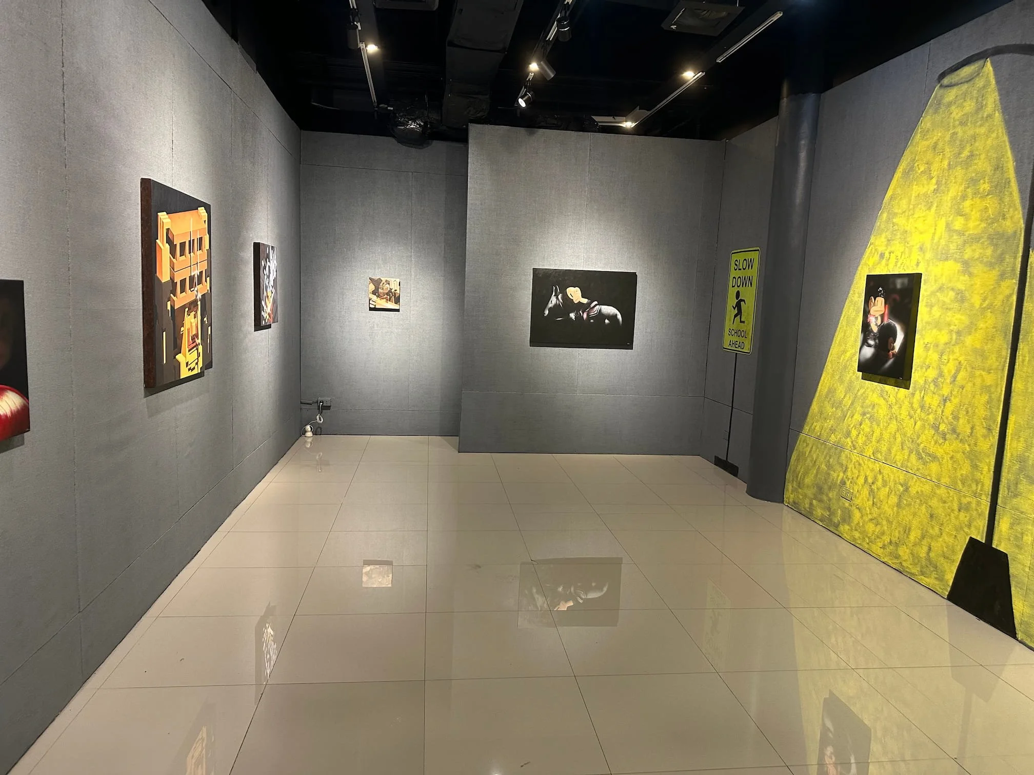 Ultrawide front view of hidden in plain sight exhibition at Art For Space