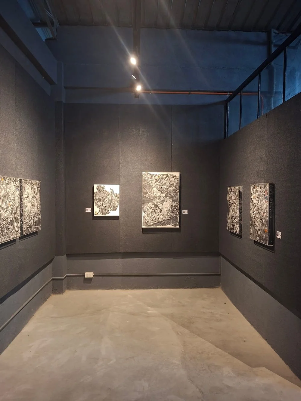 Man's eye view of the corner of bounce back exhibition