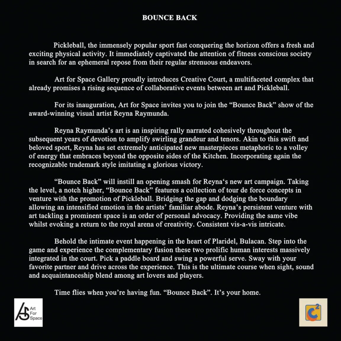 Write up of Reyna Raymunda's Bounce back exhibition
