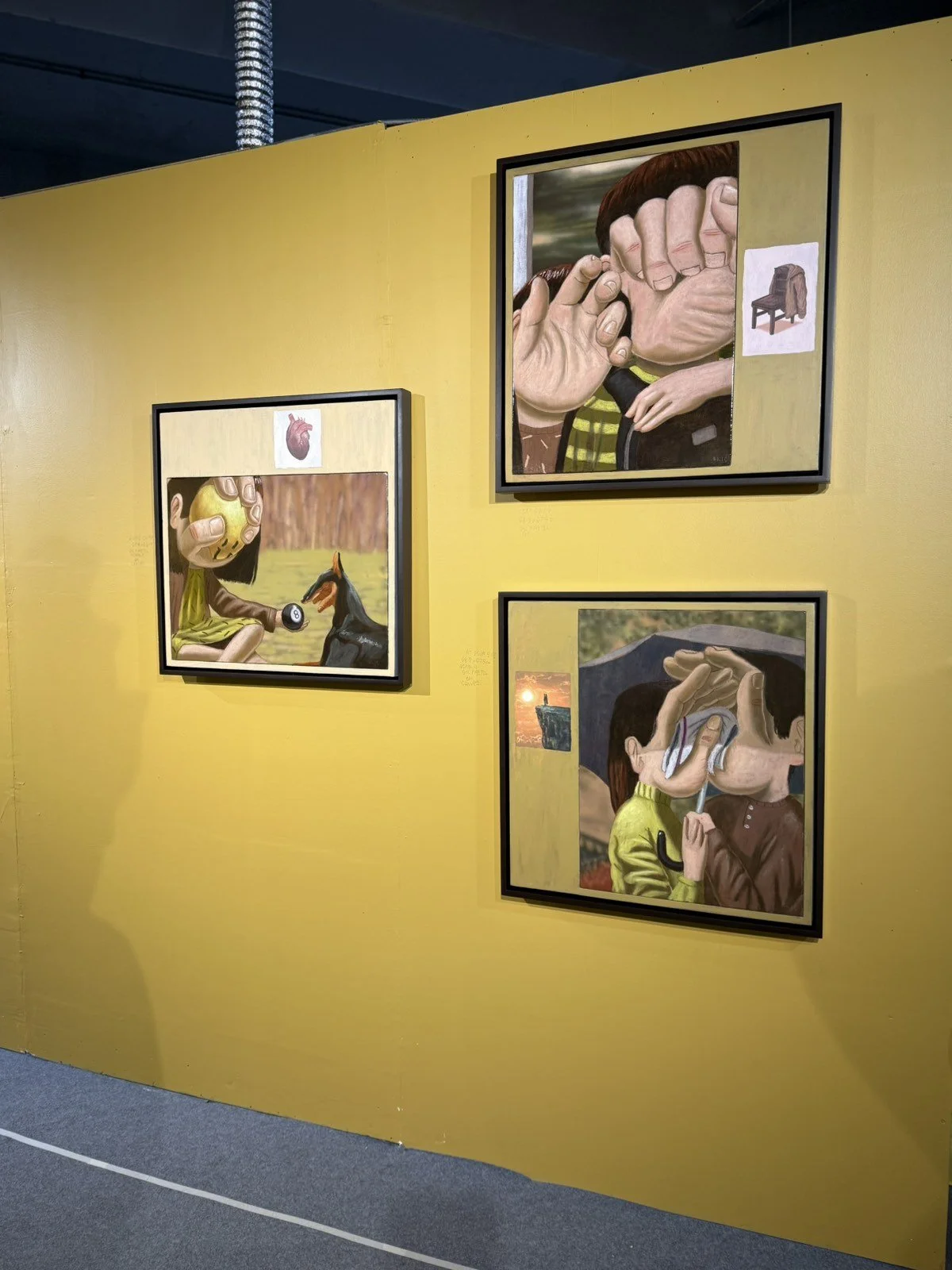 Oil pastel in canvas paintings by blic in Even After solo exhibition