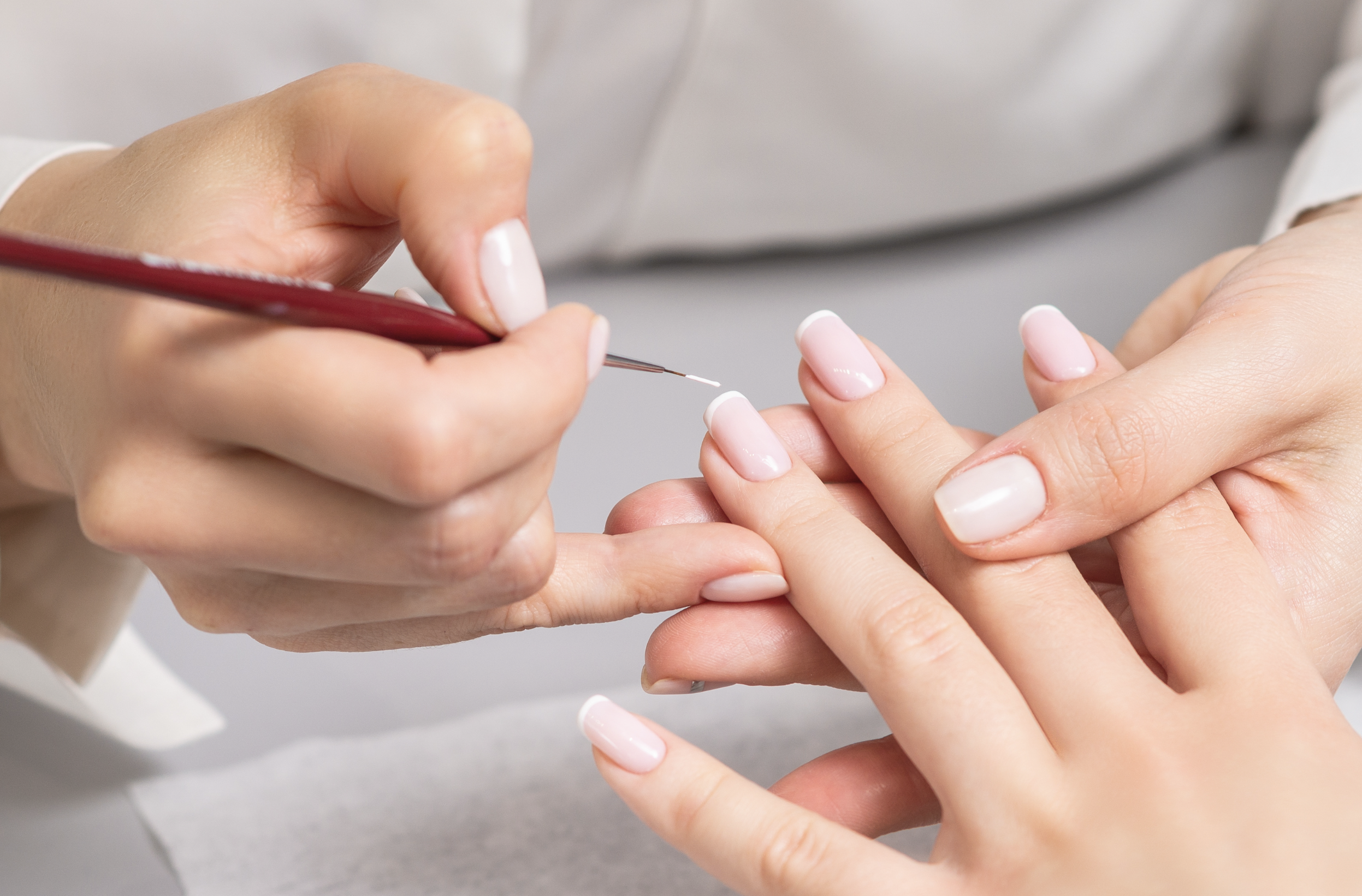 Manicure in progress at Stella Dieci nail studio in Milford, MA