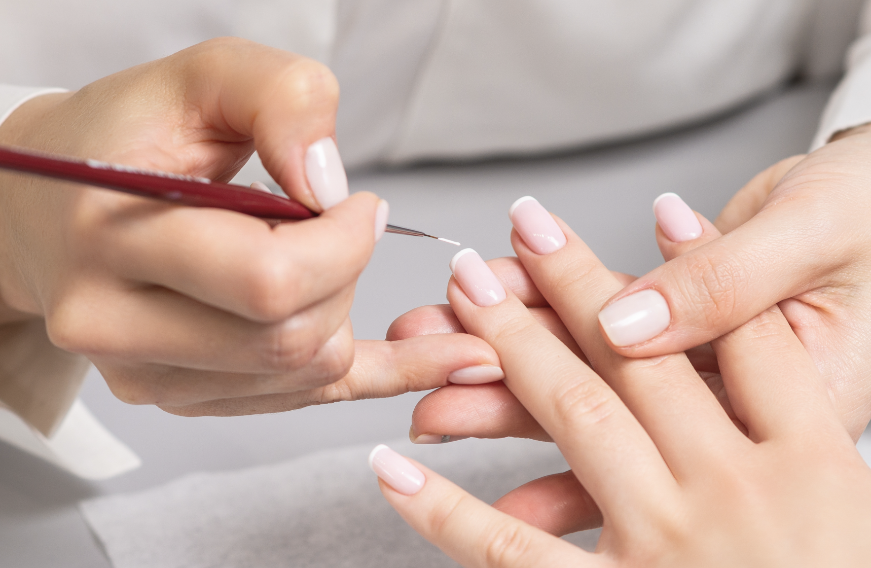 Manicure in progress at Stella Dieci nail studio in Milford, MA