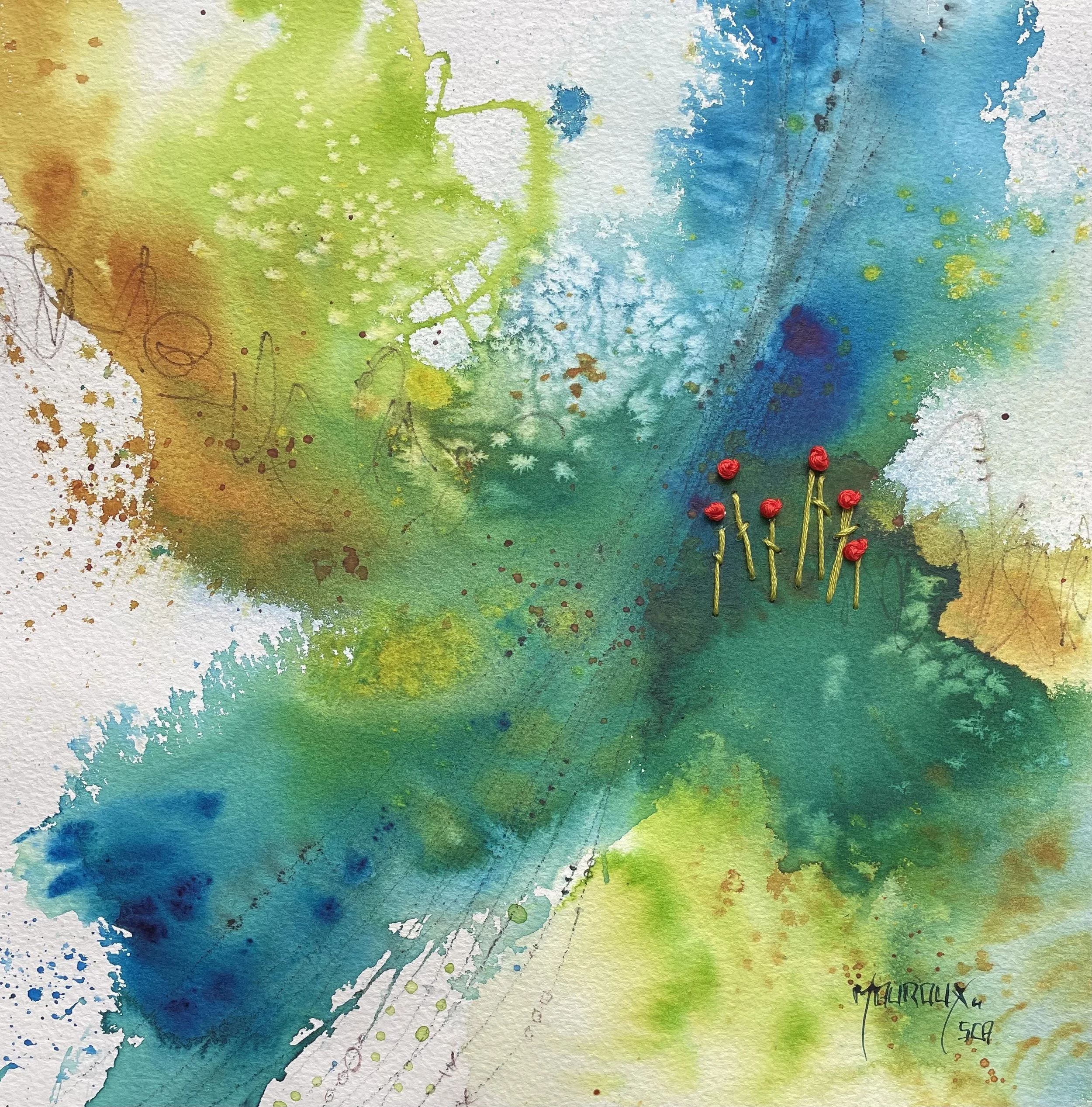 10 x 10 po
Aquarelle et broderie