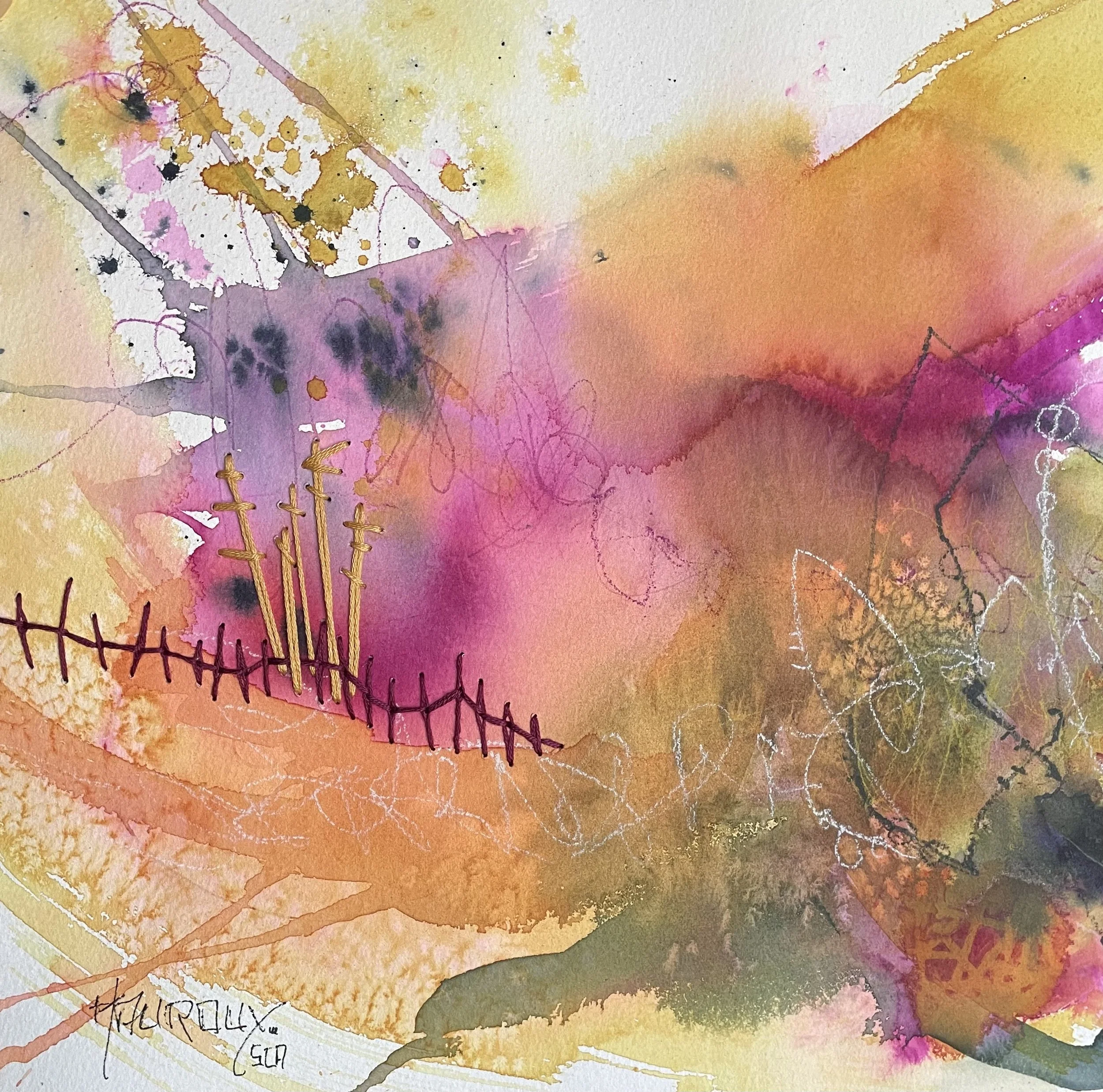 10 x 10 po
Aquarelle et broderie