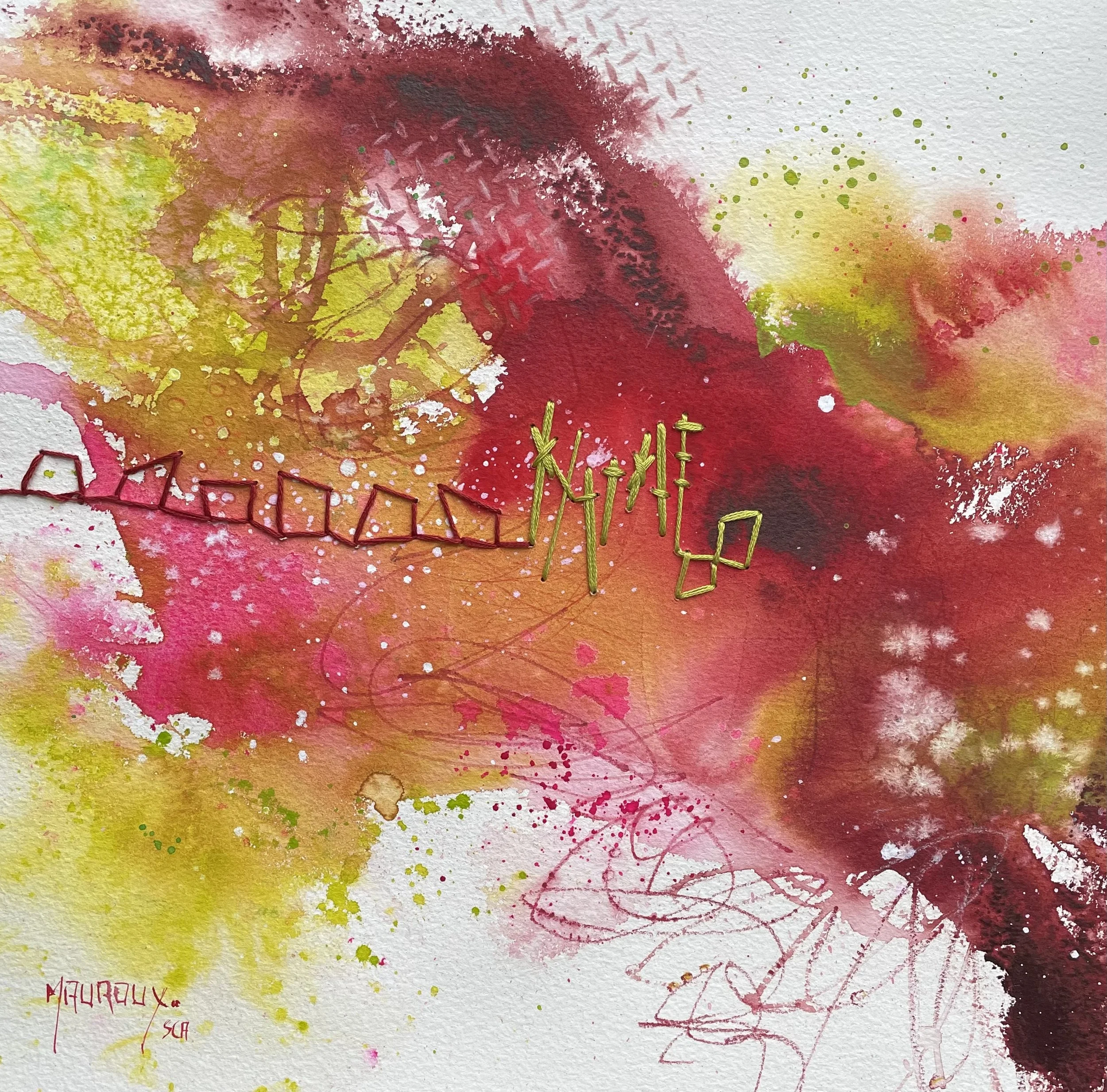 10 x 10 po
Aquarelle et broderie