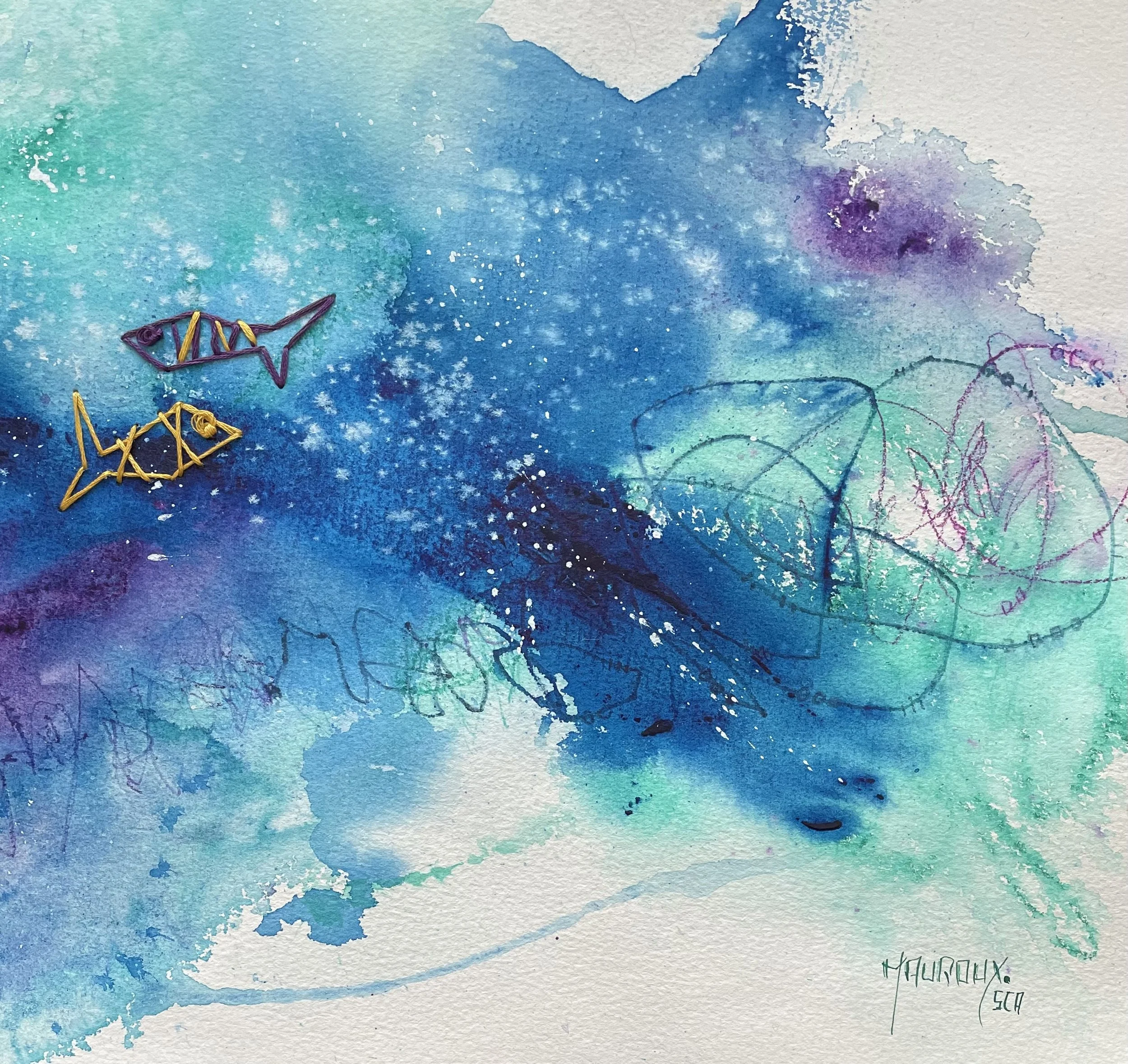 10 x 10 po
Aquarelle et broderie