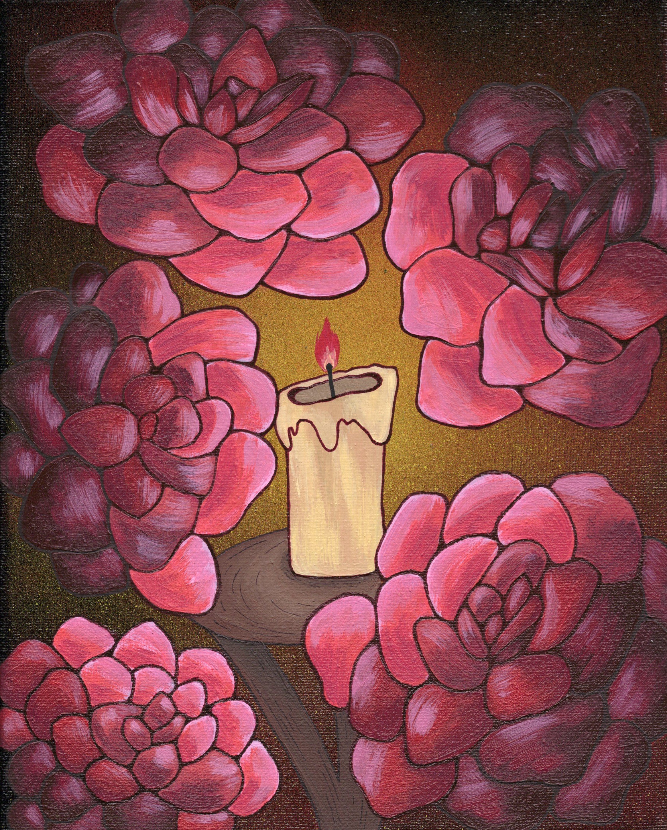 Candle and Roses
