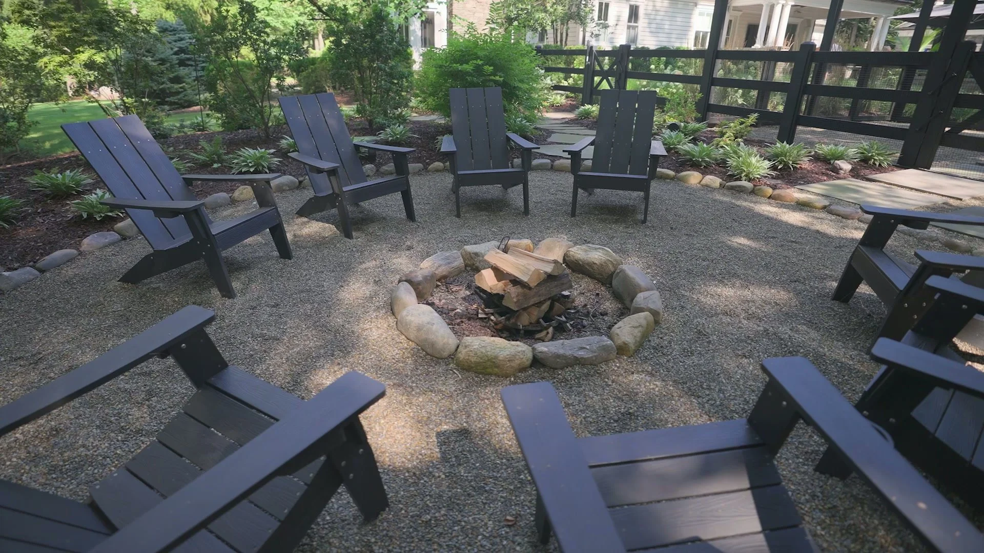 Calm garden pond with surrounding landscape design in Woodcliff Lake, NJ