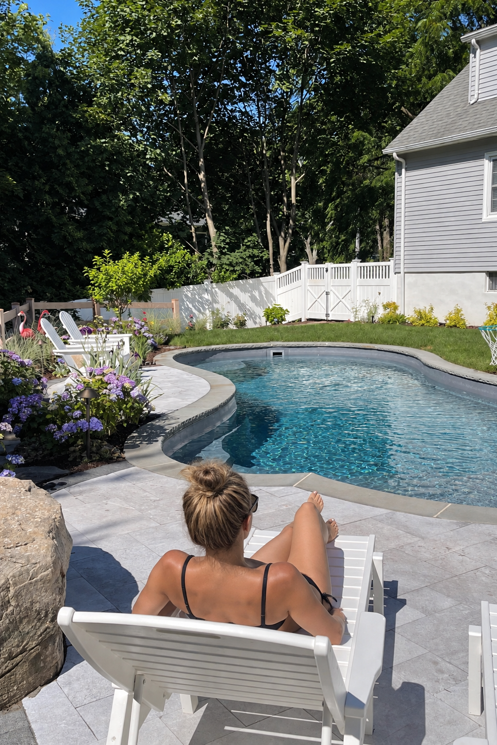 Woman lounging on chair in front of pool.png