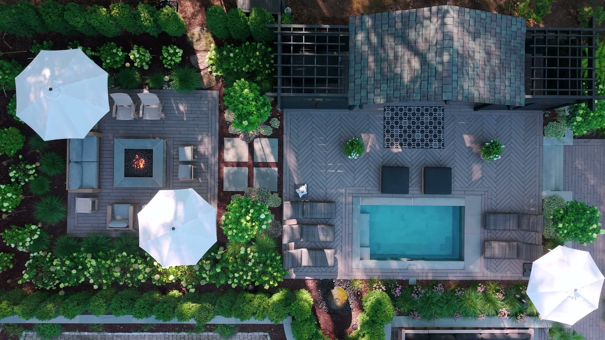 Beautiful Soake Pool Integrated Into Landscape in Ho-Ho-Kus, NJ
