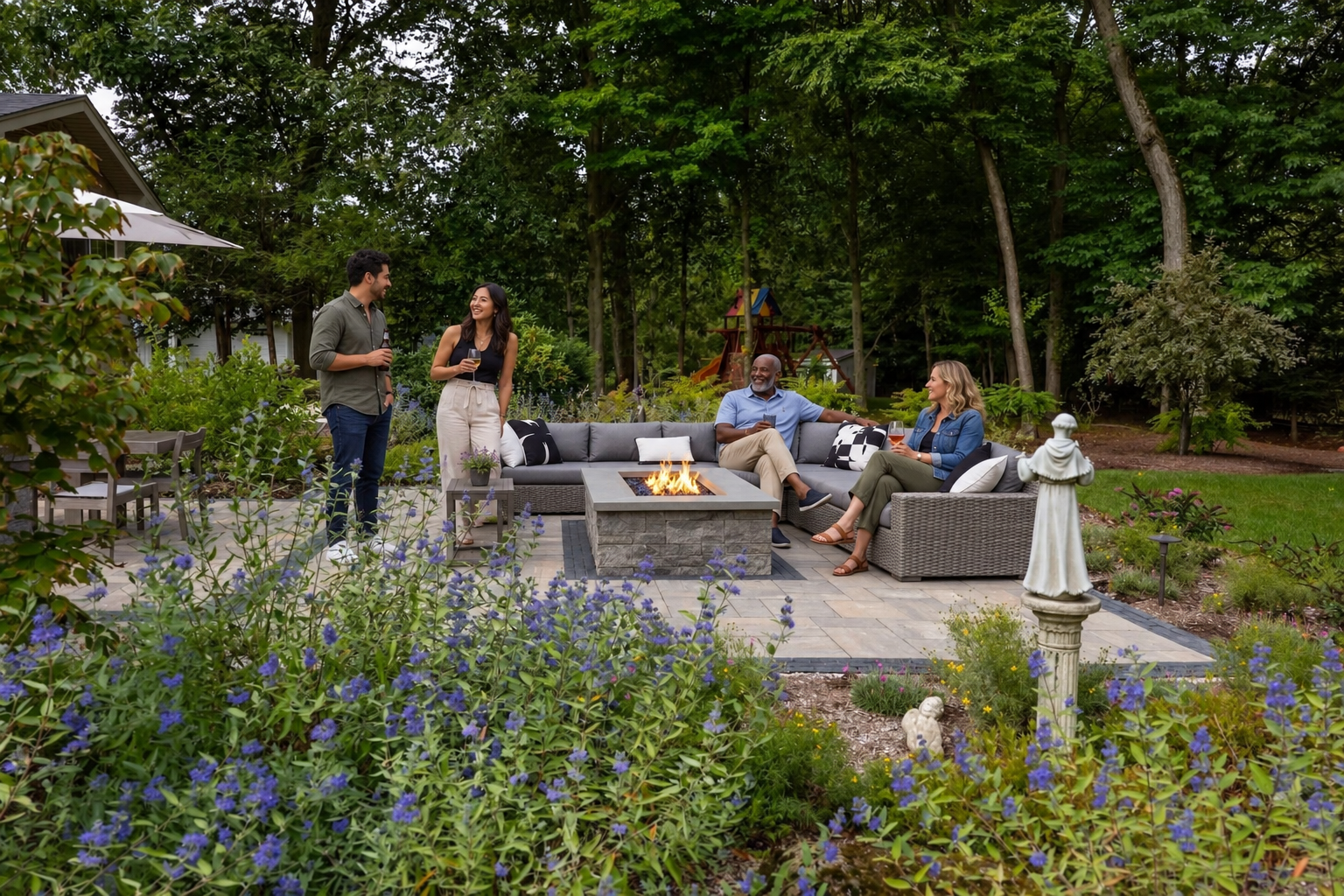 Magic Lively Backyard Fire Pit Gathering