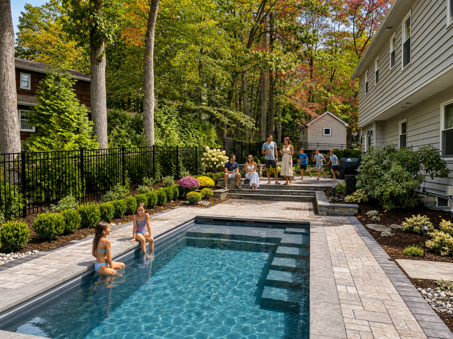 High-End Inground Pool With Tranquil Spa in Montvale, NJ