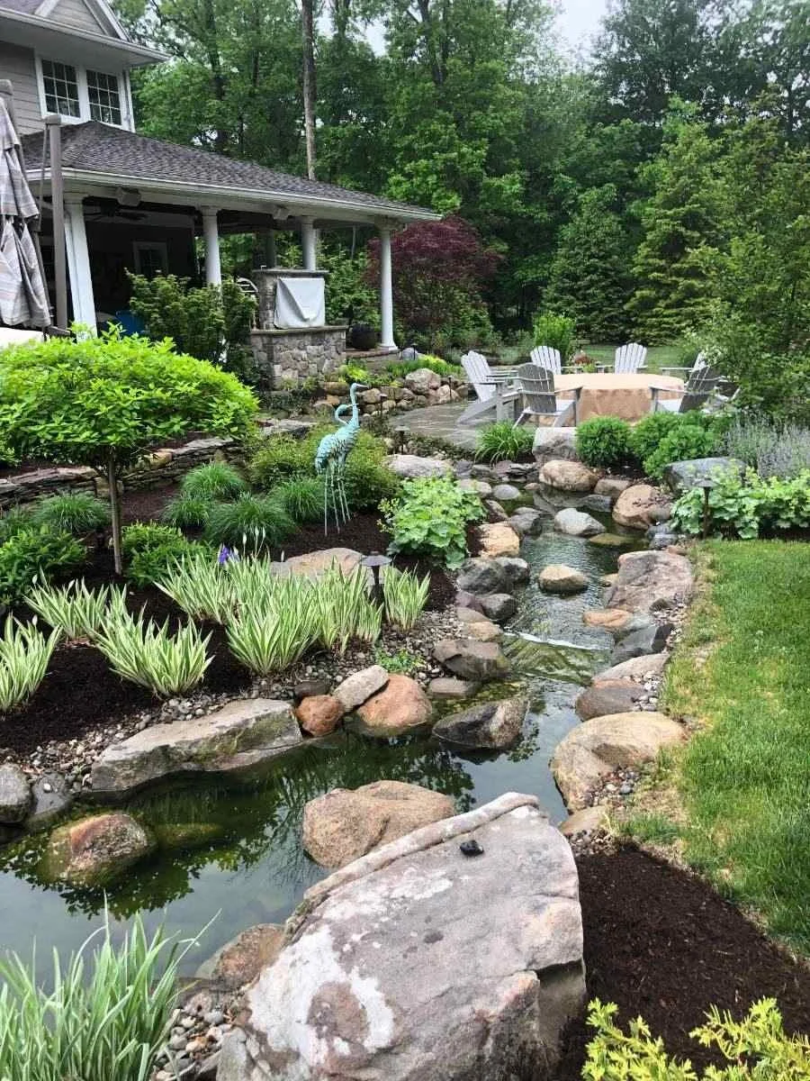 Natural stone stream water feature in Allendale, NJ