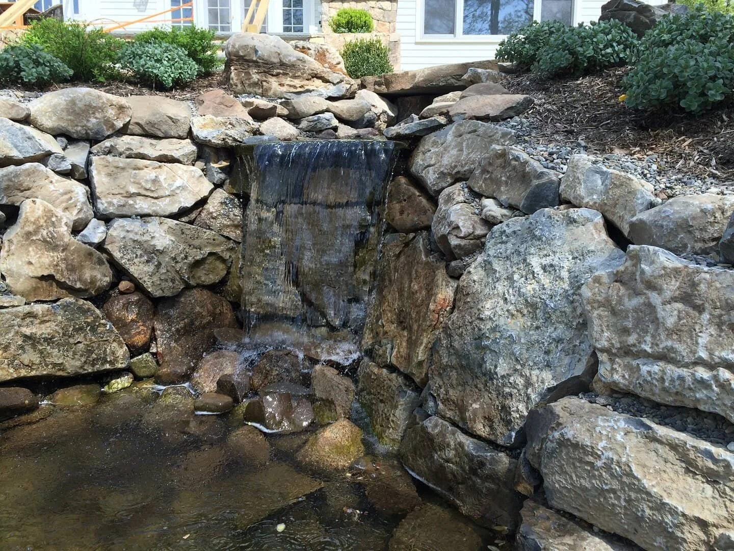 Landscape Design With Reflection Pond and Aquatic Plants in Wyckoff, NJ
