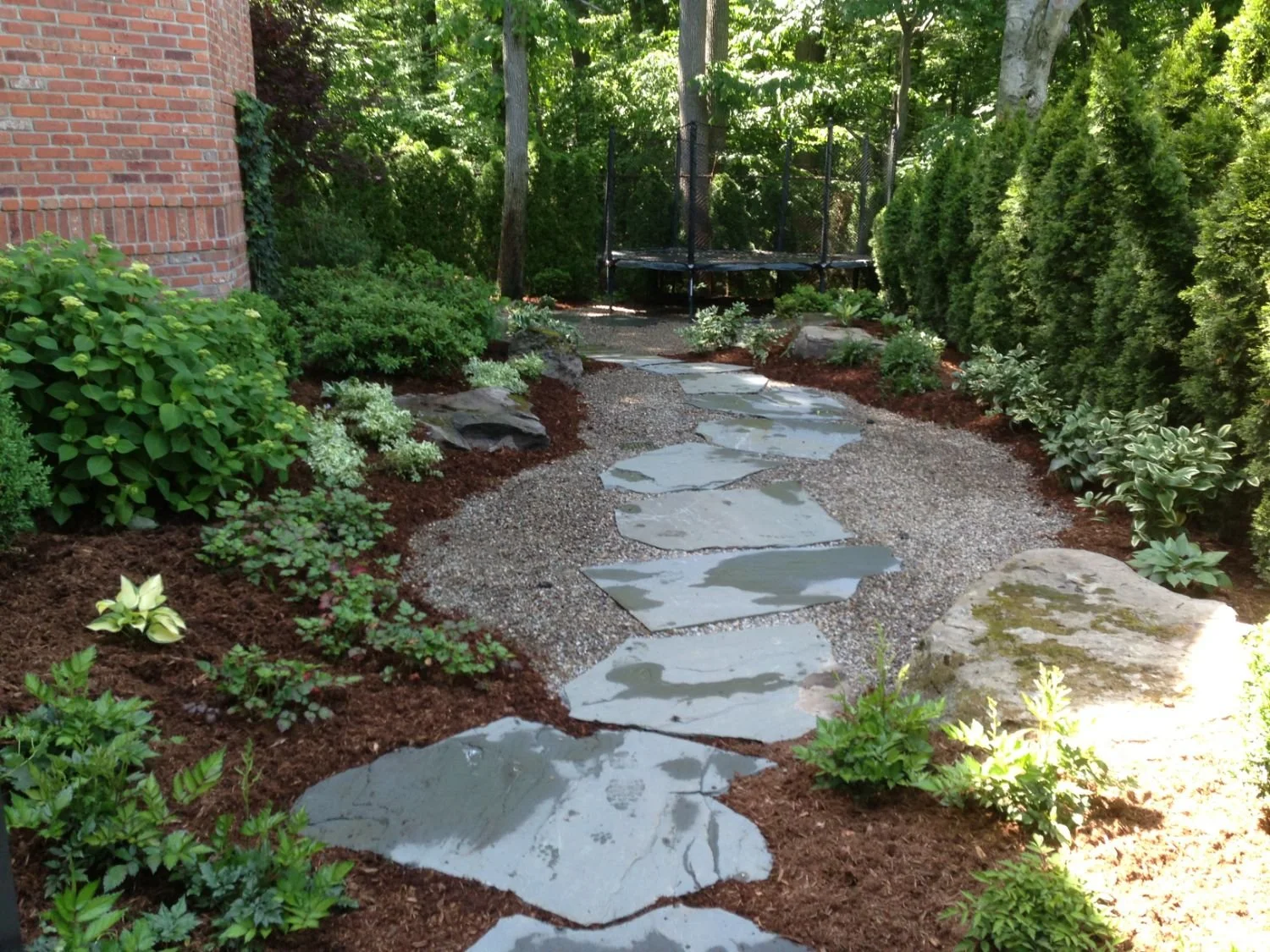 Moss-Covered Stepping Stones Create Tranquil Path in Montvale, NJ