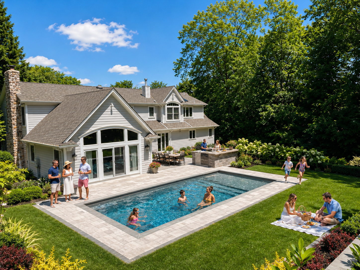 Premium Fiberglass Pool and Paver Patio by Magic