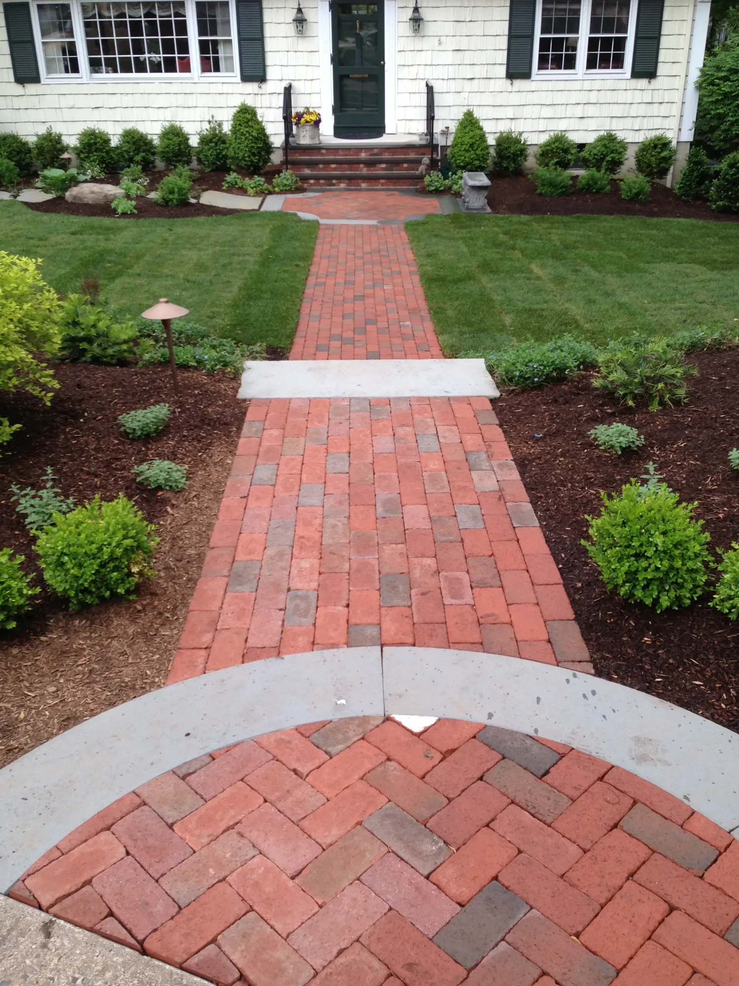 residential paver walkway with custom stone steps and natural transitions in Saddle River, NJ