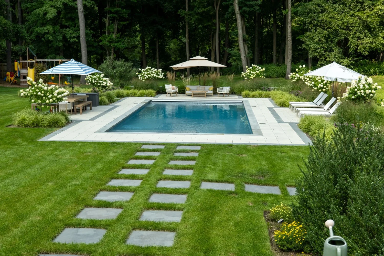 luxury inground pool and landscaping