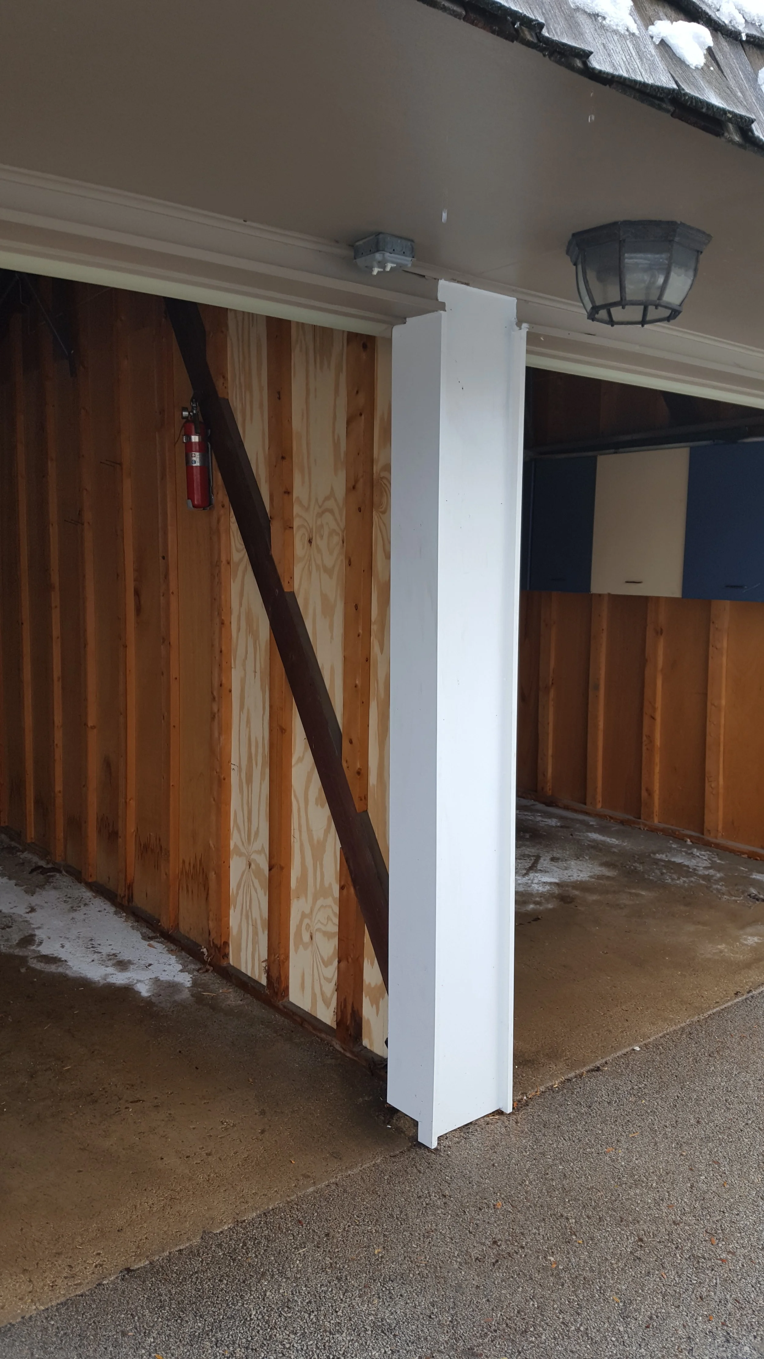 Garage door frame after repair