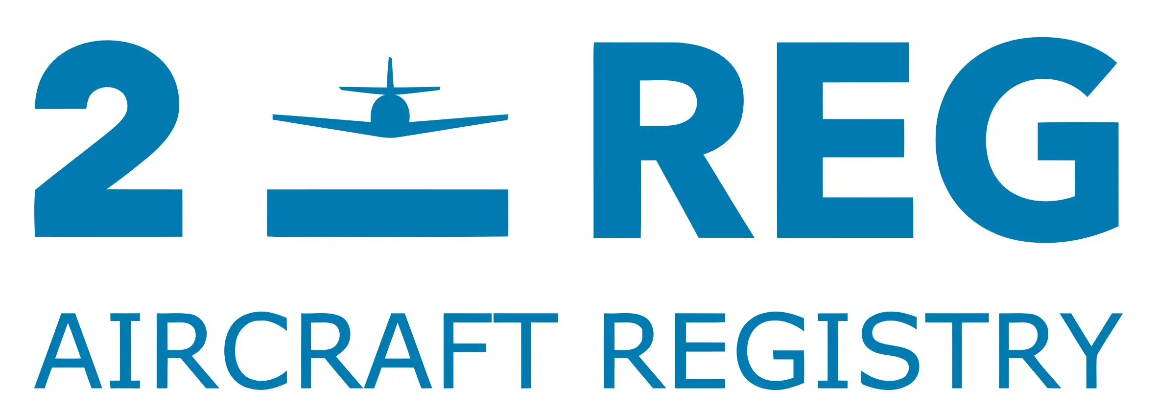 Secretary of Transportation logo with large blue text '2 REG' and an airplane icon, below it smaller blue text 'AIRCRAFT REGISTRY'.