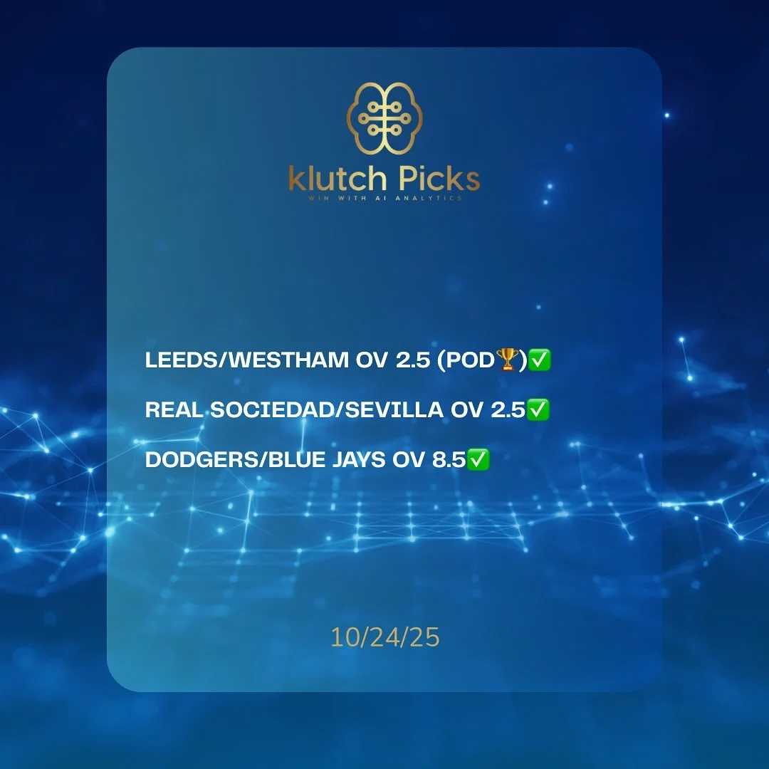 10/20/25 KLUTCH WINNERS. ANOTHER BANGER FROM THE ALGO KINGS WITH A SWEEP(3-0)✅

92-31 RUN💰💰💰

🗝️When data meets discipline , the results speak for themselves .

📌DM us for package information , let&rsquo;s get you winning with AI Analytics 🧠📊?
