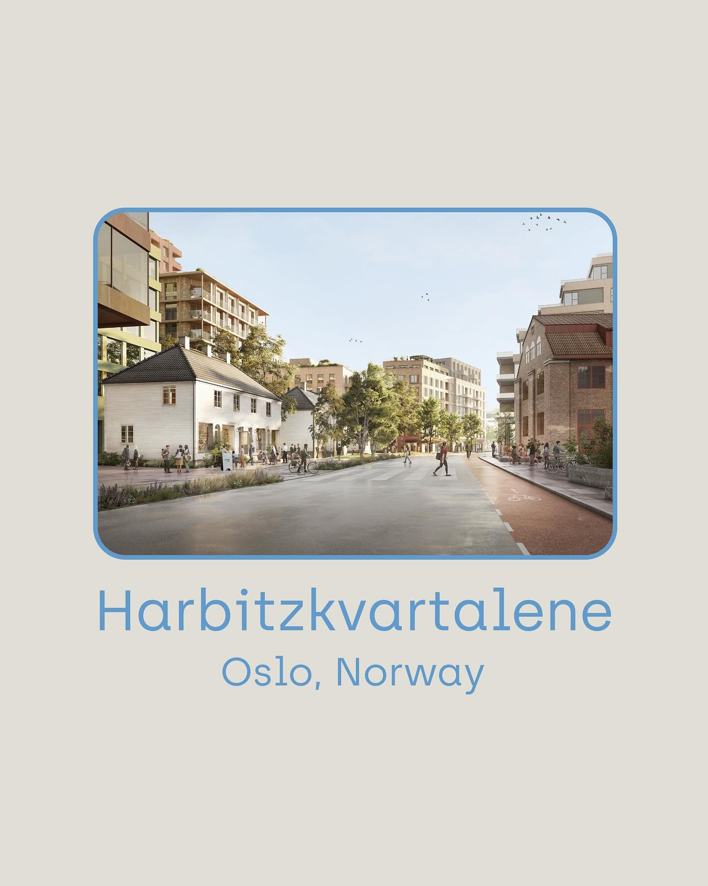 Harbitzkvartalene is an urban masterplan that plays a crucial role in connecting Sk&oslash;yen, featuring a linear park that runs alongside the railway tracks and connects two important landscape elements Hoffelva and M&aelig;rredalsbekken. The linea