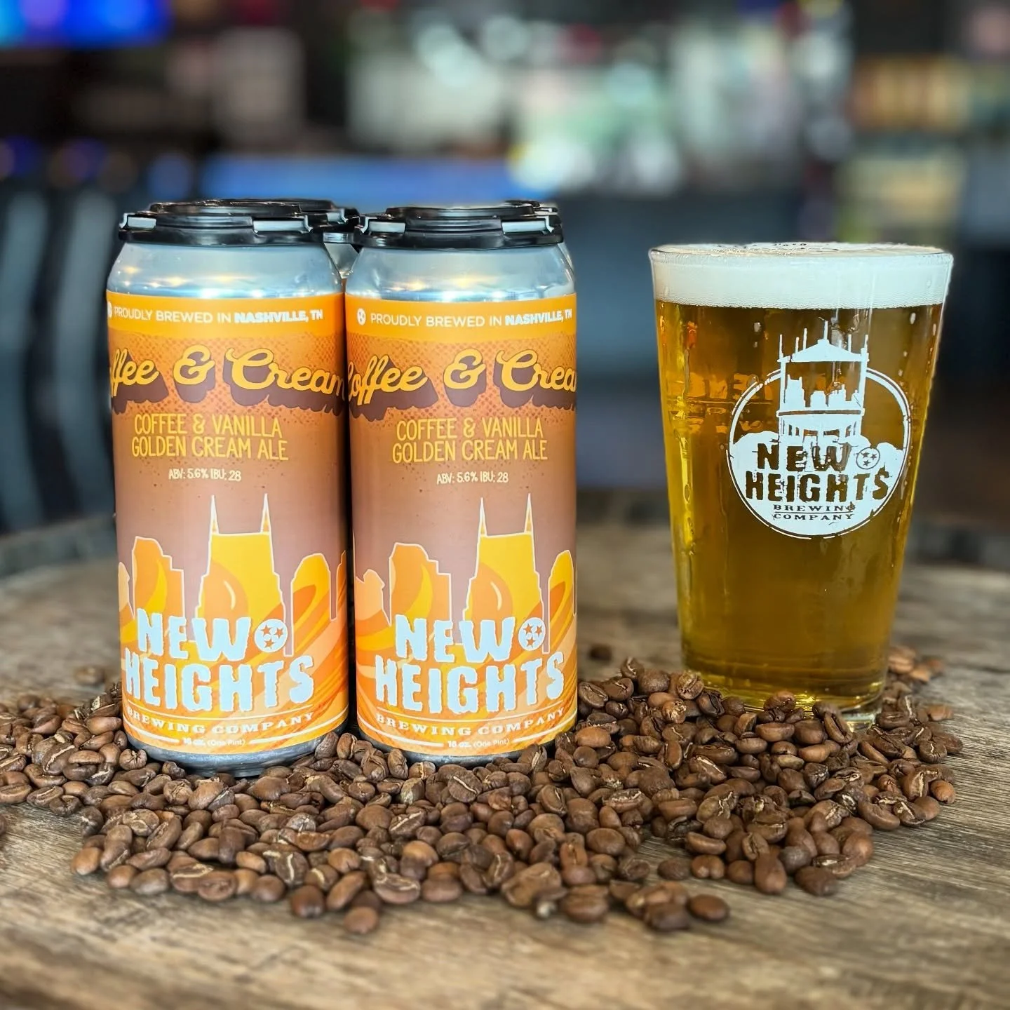 New Heights Brewing's Coffee & Cream Golden Cream Ale was originally brewed as a seasonal, but quickly became a favorite of their beers and a core flavor. Brewed with roasted coffee and a touch of vanilla, Coffee and Cream is the perfect lighter
