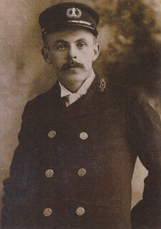 Jacob Walker was appointed keeper of Robbins Reef when his mother retired in 1919. In this photograph, he is wearing the uniform issued by the US Lighthouse Service. (Walker Family Collection)