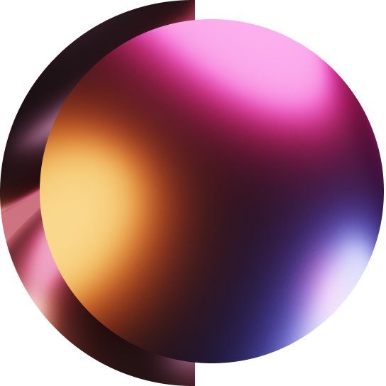 Abstract digital art with colorful gradients forming a circular shape, featuring pink, purple, orange, and black hues.