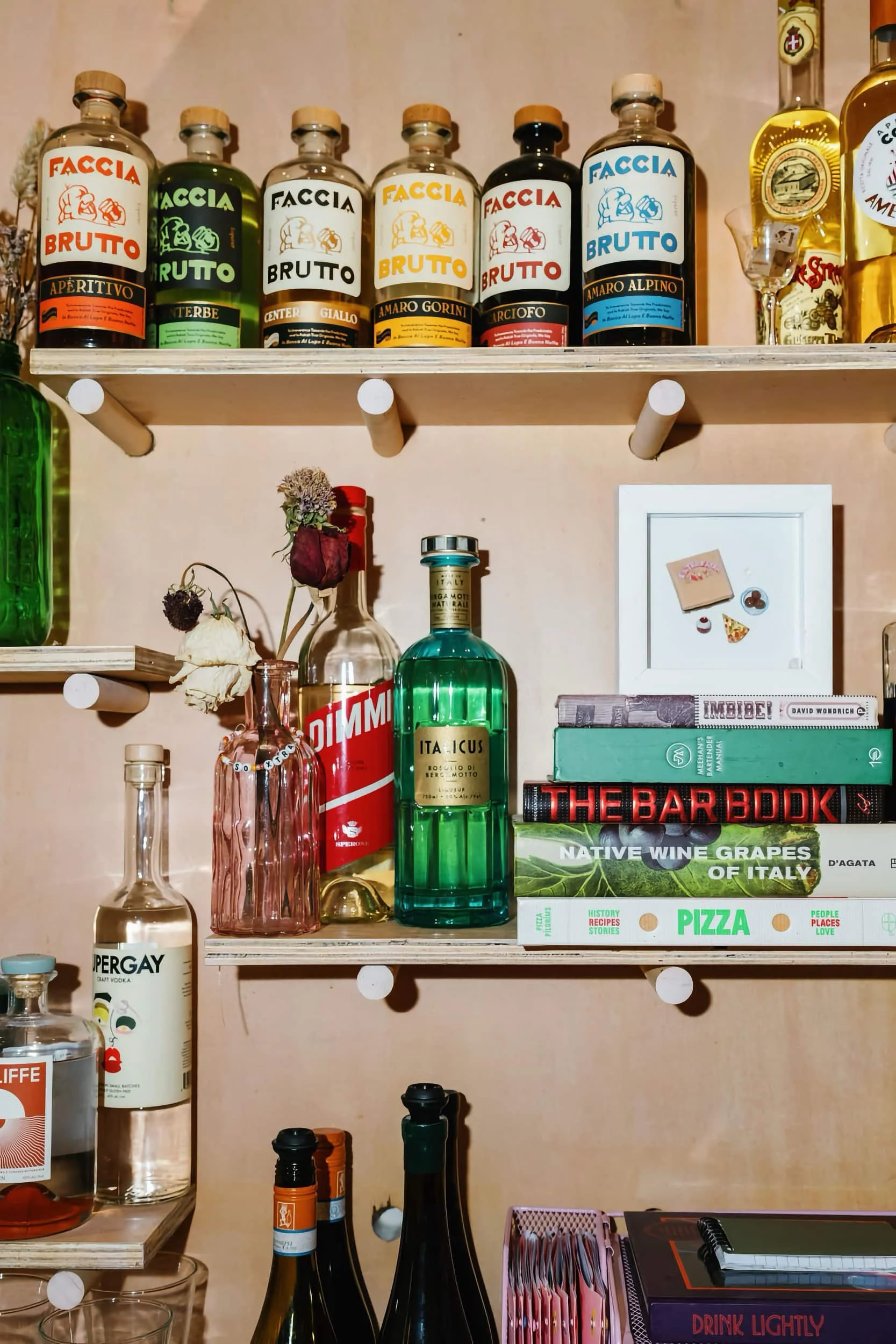 Liquor bottles on a shelf