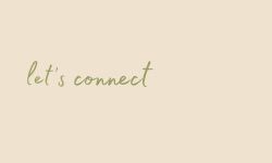 Handwritten green text reading “let’s connect” on a beige background