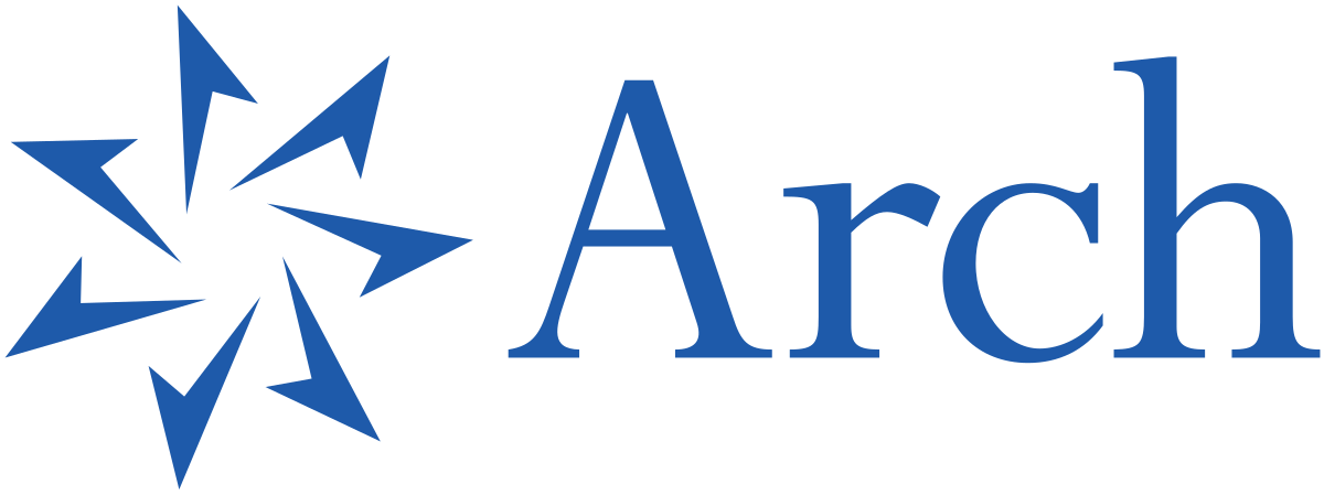 Logo of Arch, featuring a stylized star or compass design with the word "Arch" in blue text.