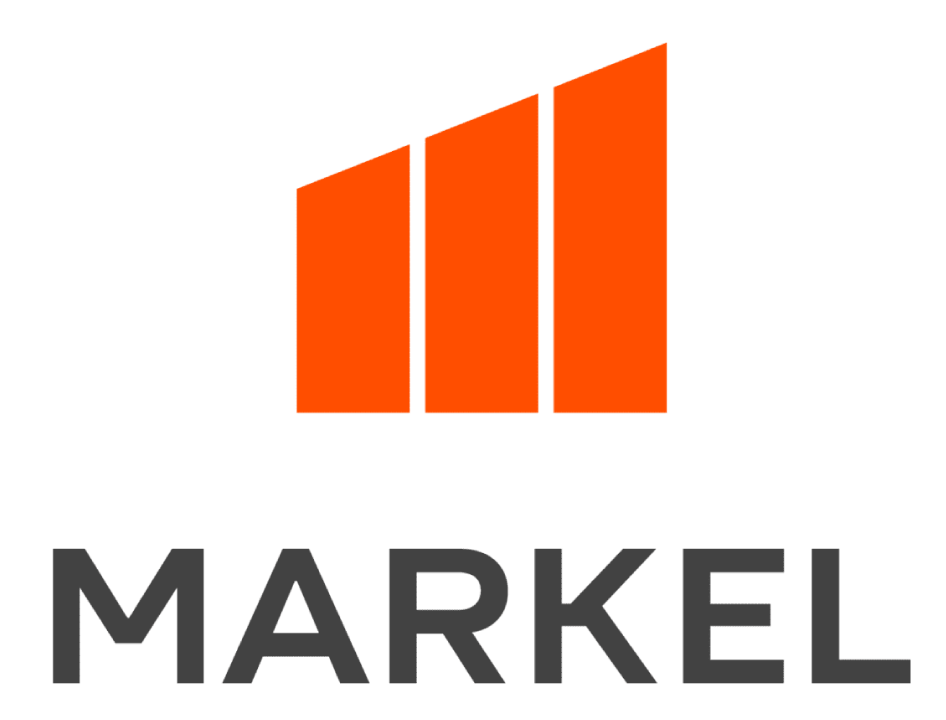 Logo with three orange bars increasing in height, next to the word 'MARKEL' in black capital letters.