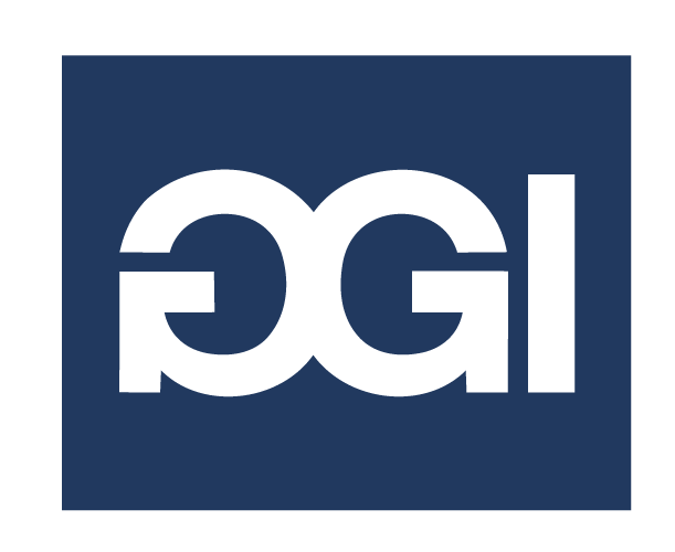 Logo with the letters DGI on a dark blue background.