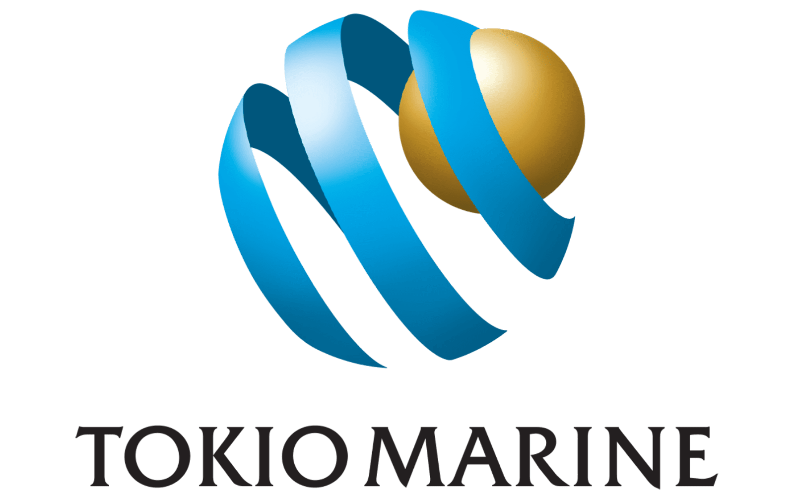 Logo of Tokio Marine HCC featuring a gold and blue globe with blue ribbons surrounding it, and the company name in black text.