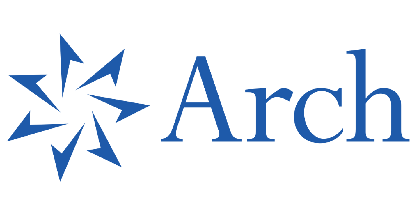 Logo of Arch, featuring a stylized star or compass design with the word "Arch" in blue text.