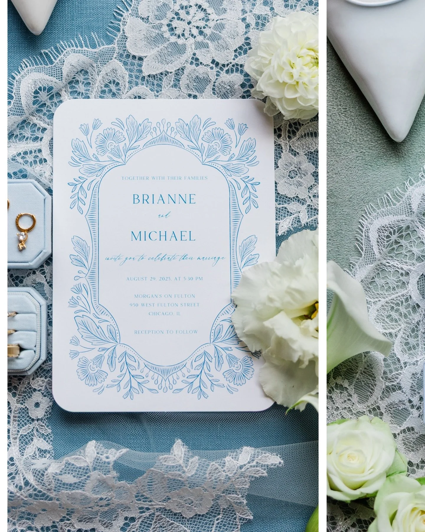 The wedding day begins long before the walk down the aisle.

It starts with carefully chosen details &mdash; paper goods, textures, tones &mdash; all telling one cohesive story.

Rings placed with intention. Florals chosen for meaning. Shoes waiting 