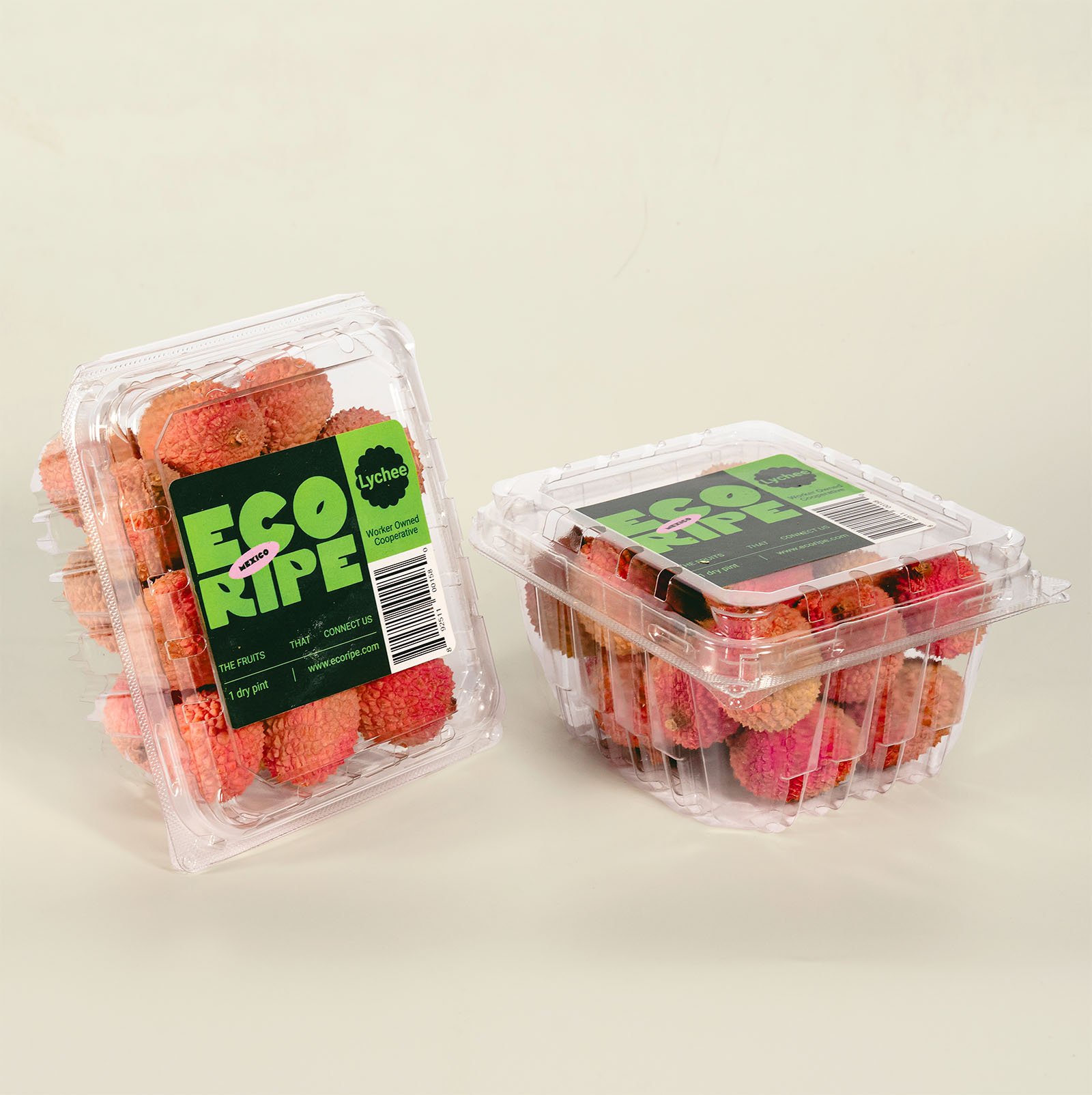 Lychee in clamshell packaging, fresh tropical fruit retail ready, wholesale supplier Ecoripe Tropicals
